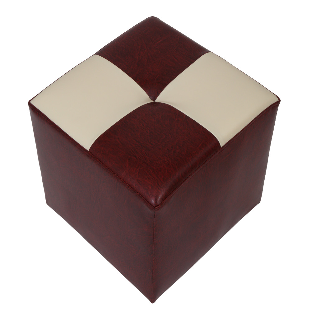 Taburet Cool - imitatie piele bordo/crem  - 21902/21834