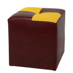 Taburet Cool - imitatie piele bordo/galben  - 21902/22168