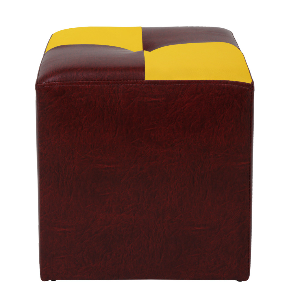 Taburet Cool - imitatie piele bordo/galben  - 21902/22168
