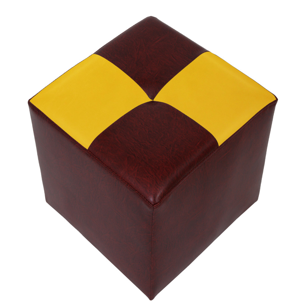 Taburet Cool - imitatie piele bordo/galben  - 21902/22168