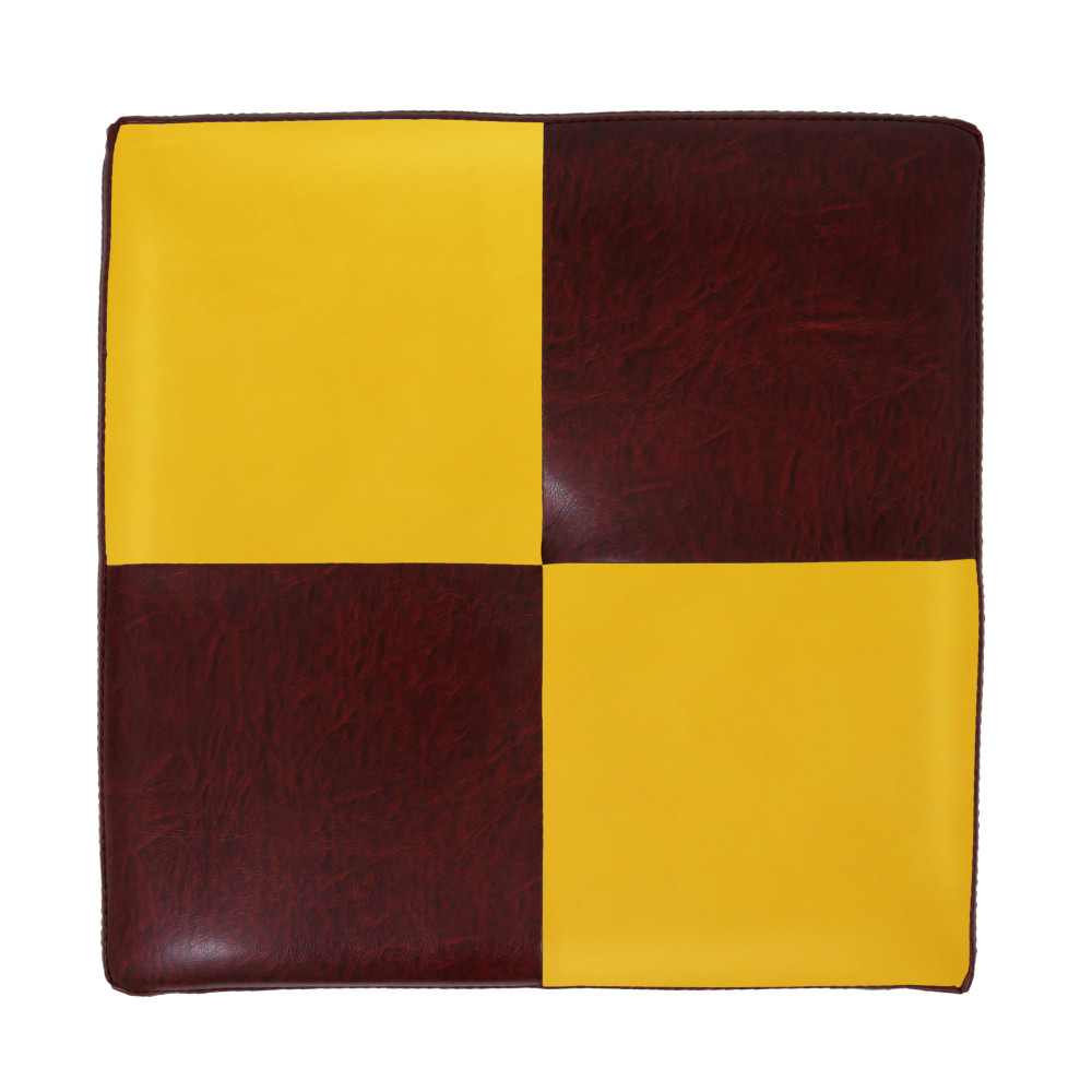 Taburet Cool - imitatie piele bordo/galben  - 21902/22168
