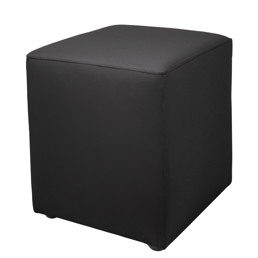 Taburet Cube - imitatie piele POLY - negru Taburet Cube - imitatie piele POLY - negru
