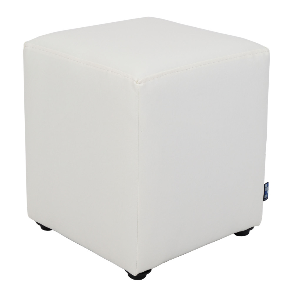 Taburet Cube - imitatie piele alb - 21894 Taburet Cube - imitatie piele alb - 21894