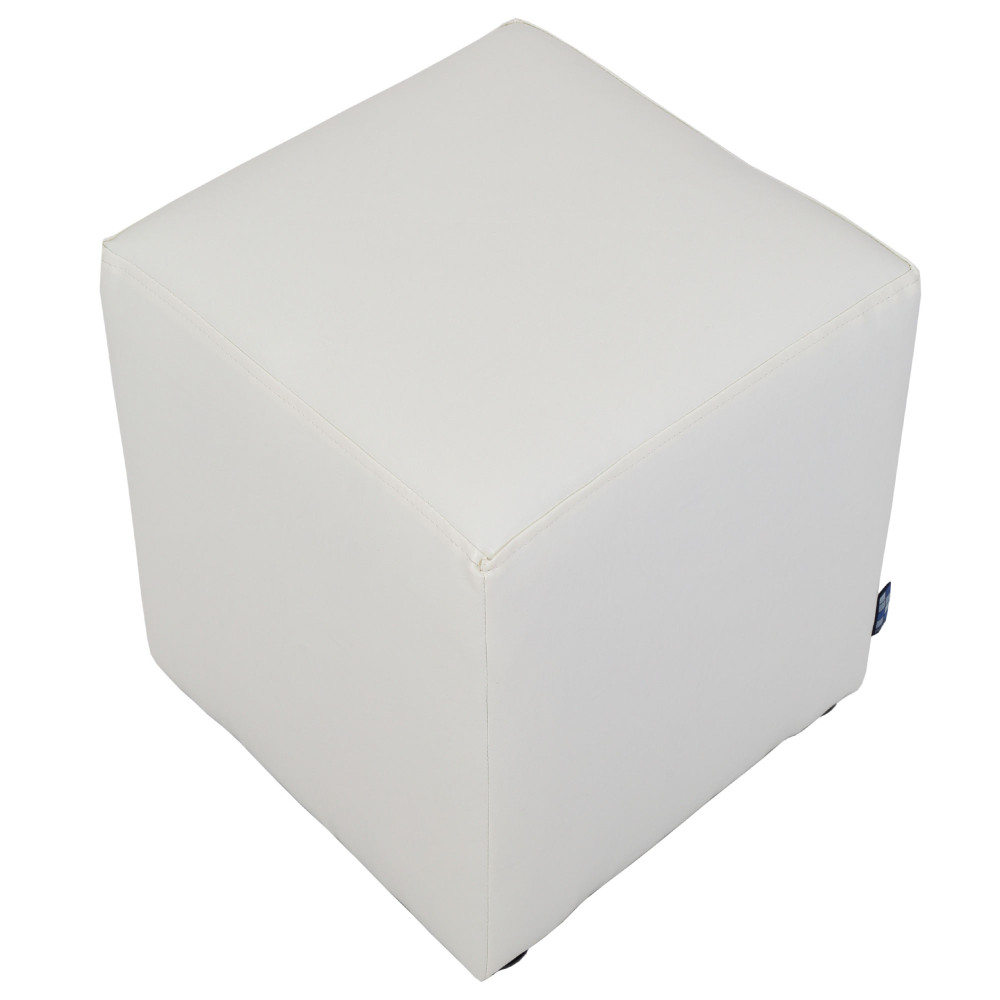 Taburet Cube - imitatie piele alb - 21894 Taburet Cube - imitatie piele alb - 21894