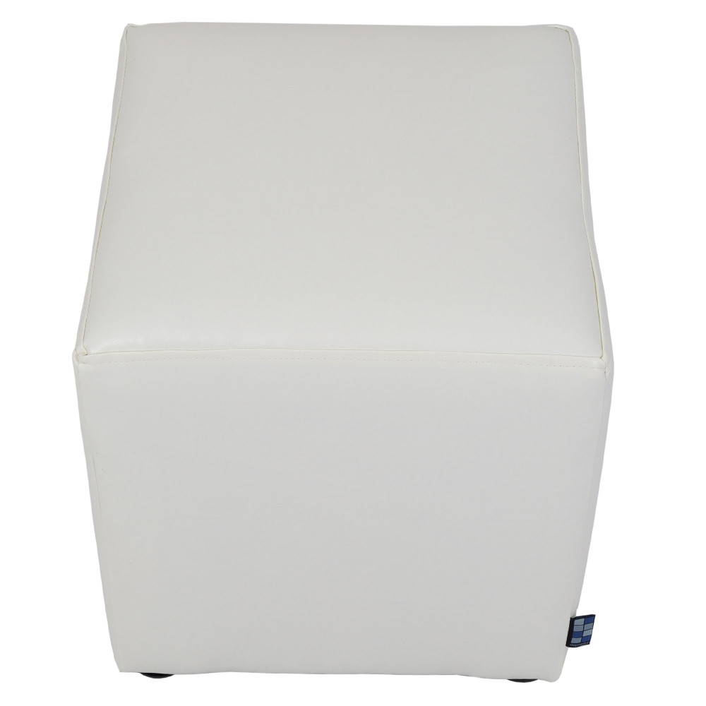 Taburet Cube - imitatie piele alb - 21894 Taburet Cube - imitatie piele alb - 21894