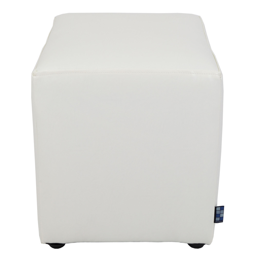 Taburet Cube - imitatie piele alb - 21894 Taburet Cube - imitatie piele alb - 21894