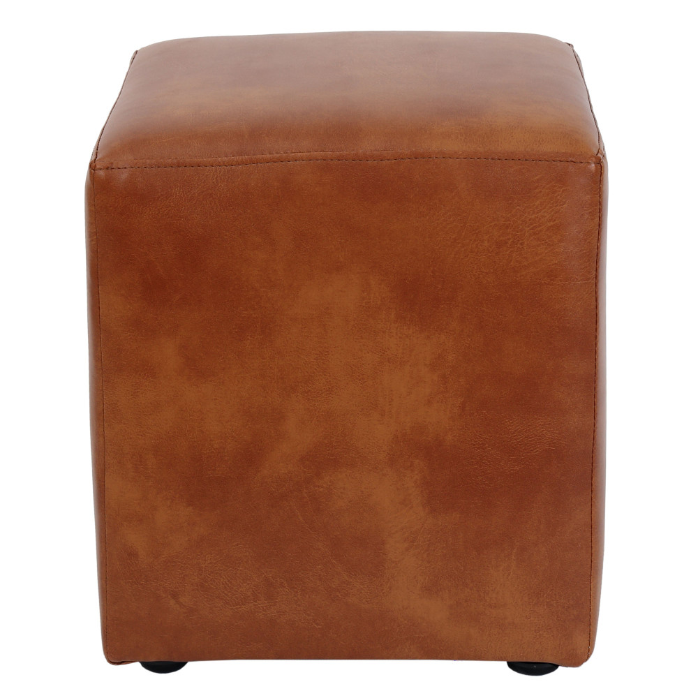 Taburet Cube - imitatie piele coniac - 8070 Taburet Cube - imitatie piele coniac - 8070