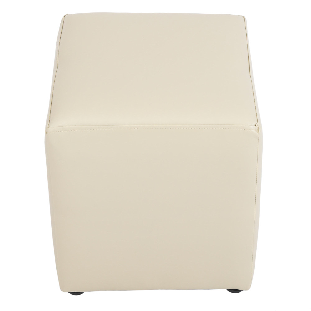 Taburet Cube - imitatie piele crem - 21834 Taburet Cube - imitatie piele crem - 21834