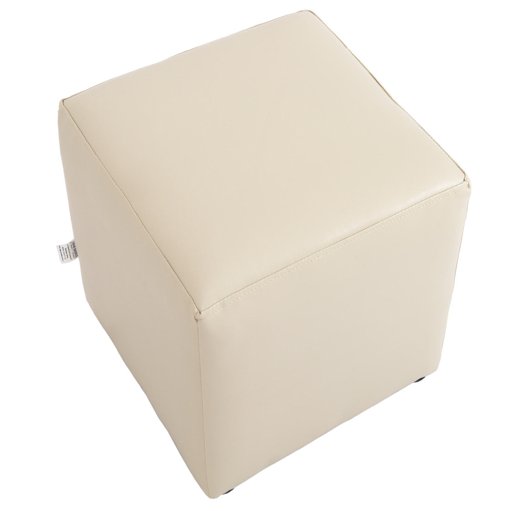 Taburet Cube - imitatie piele crem - 21834 Taburet Cube - imitatie piele crem - 21834