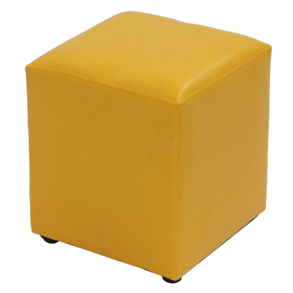 Taburet Cube - imitatie piele galben - 22168 Taburet Cube - imitatie piele galben - 22168