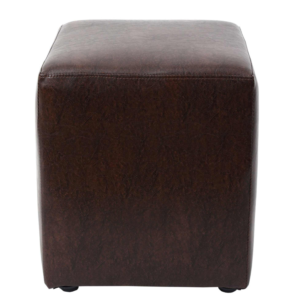 Taburet Cube - imitatie piele maro - 15611 Taburet Cube - imitatie piele maro - 15611