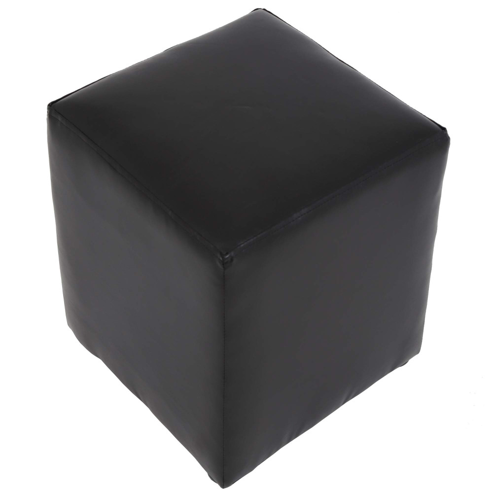 Taburet Cube - imitatie piele negru - 21901