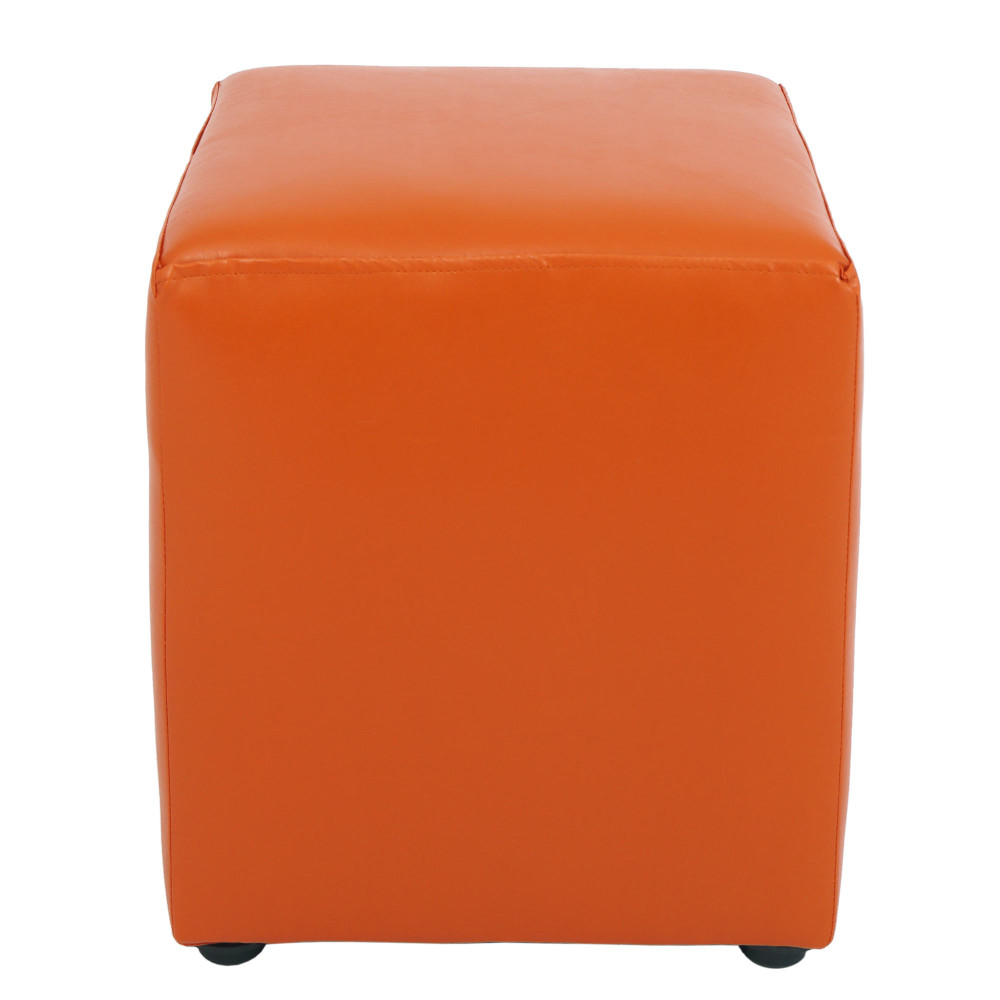 Taburet Cube - imitatie piele portocaliu - 21895 Taburet Cube - imitatie piele portocaliu - 21895