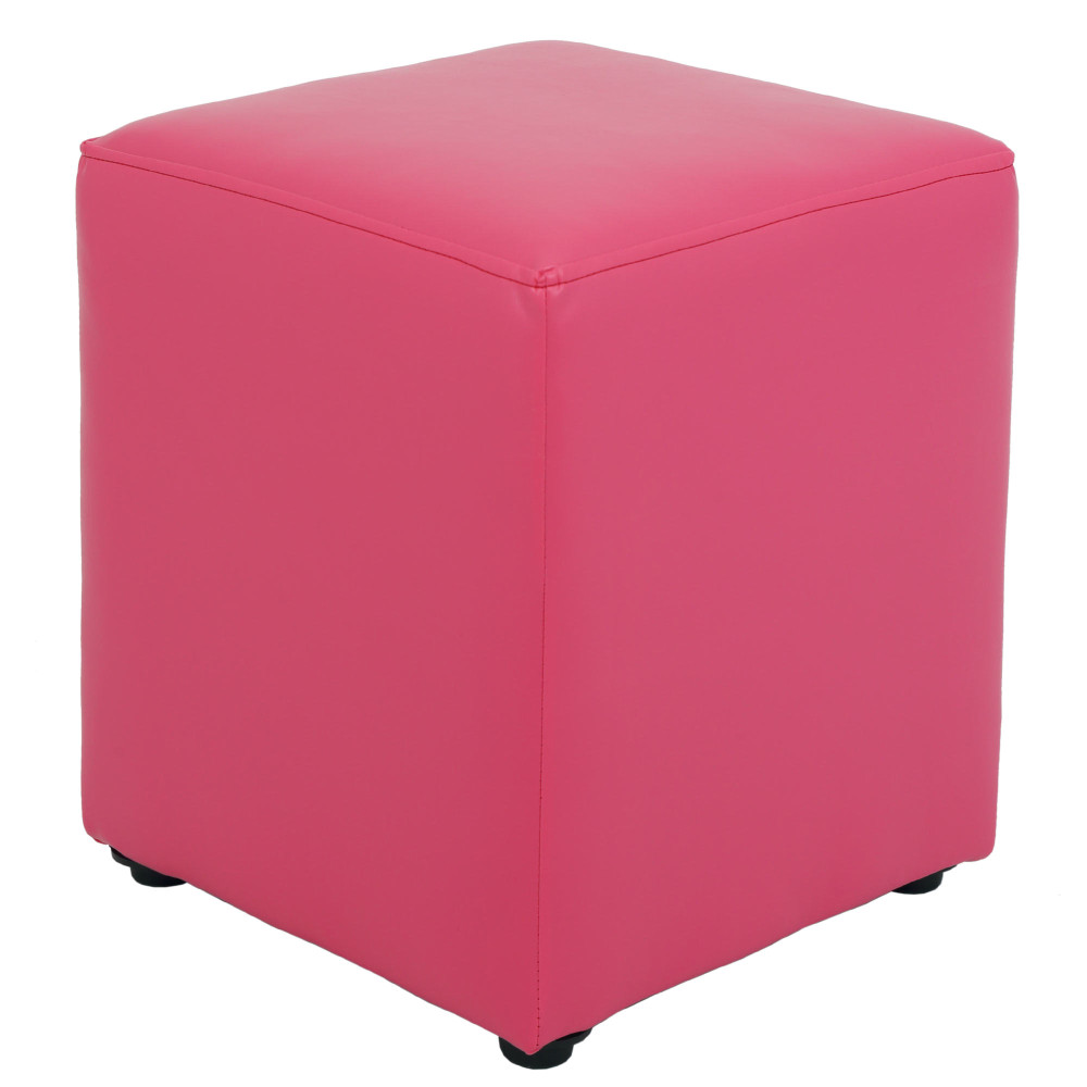 Taburet Cube - imitatie piele roz - 21896 Taburet Cube - imitatie piele roz - 21896