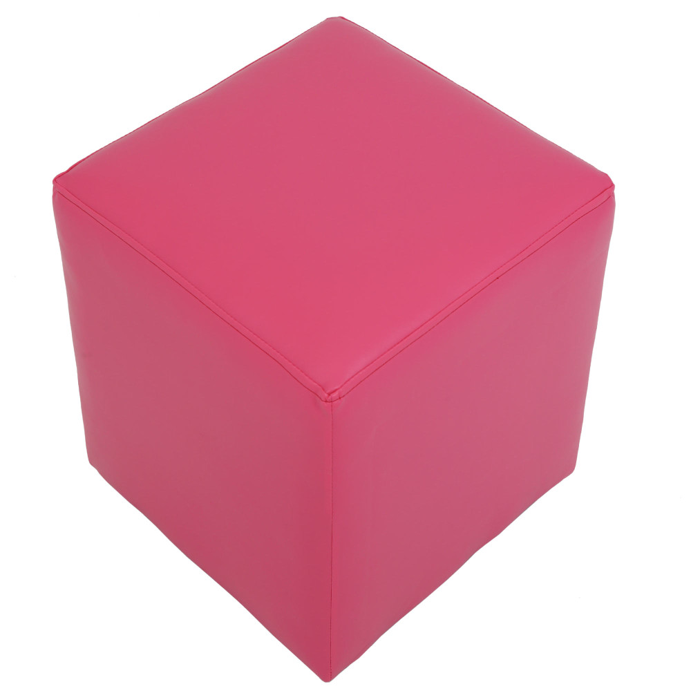 Taburet Cube - imitatie piele roz - 21896 Taburet Cube - imitatie piele roz - 21896