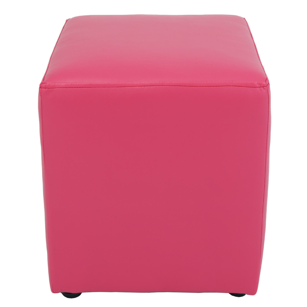 Taburet Cube - imitatie piele roz - 21896 Taburet Cube - imitatie piele roz - 21896