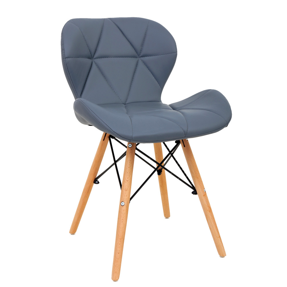 Scaun Eliza - cadru lemn - imitatie piele gri Scaun Eliza - cadru lemn - imitatie piele gri