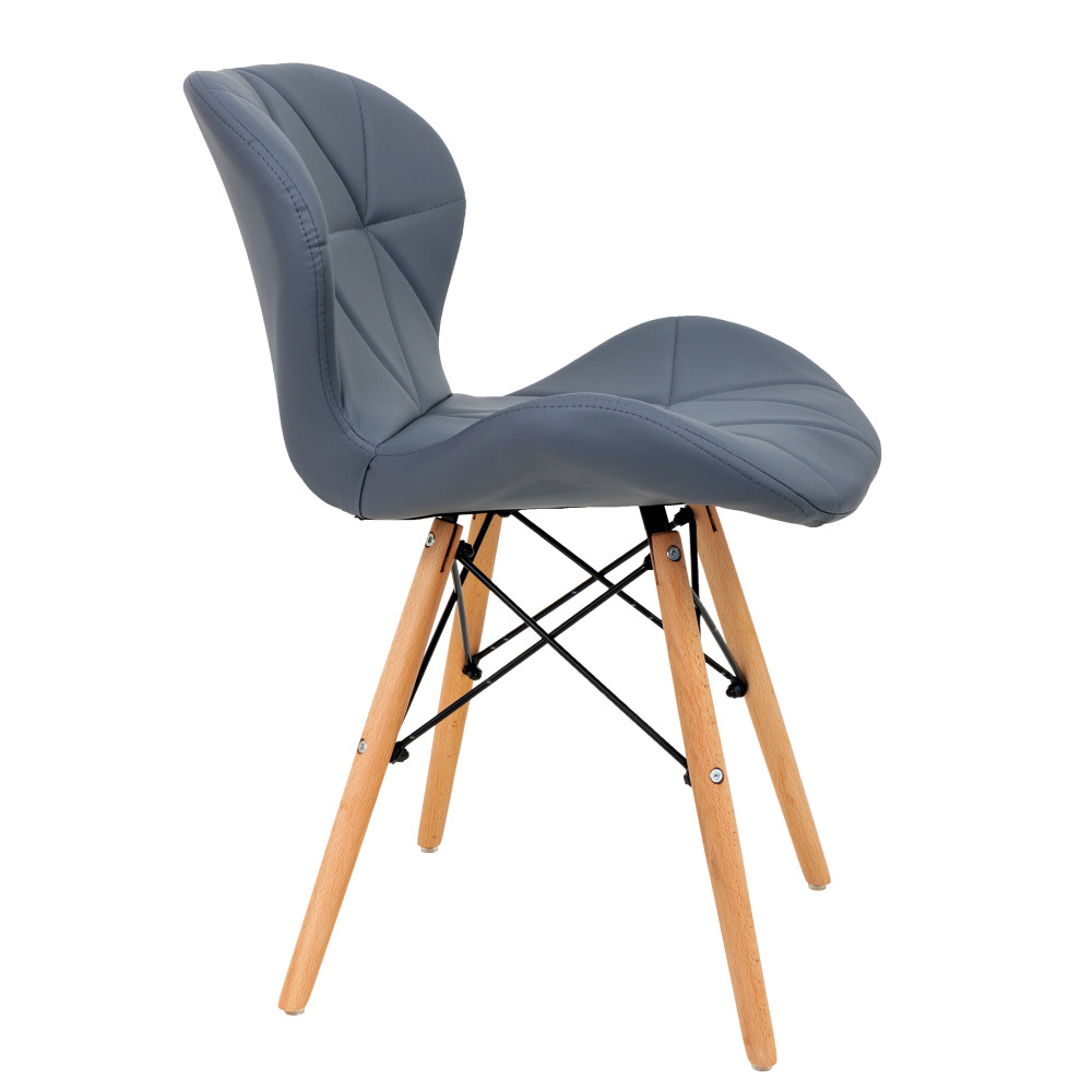 Scaun Eliza - cadru lemn - imitatie piele gri Scaun Eliza - cadru lemn - imitatie piele gri