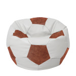 Fotoliu puf Extra Ball - imitatie piele - alb/coniac