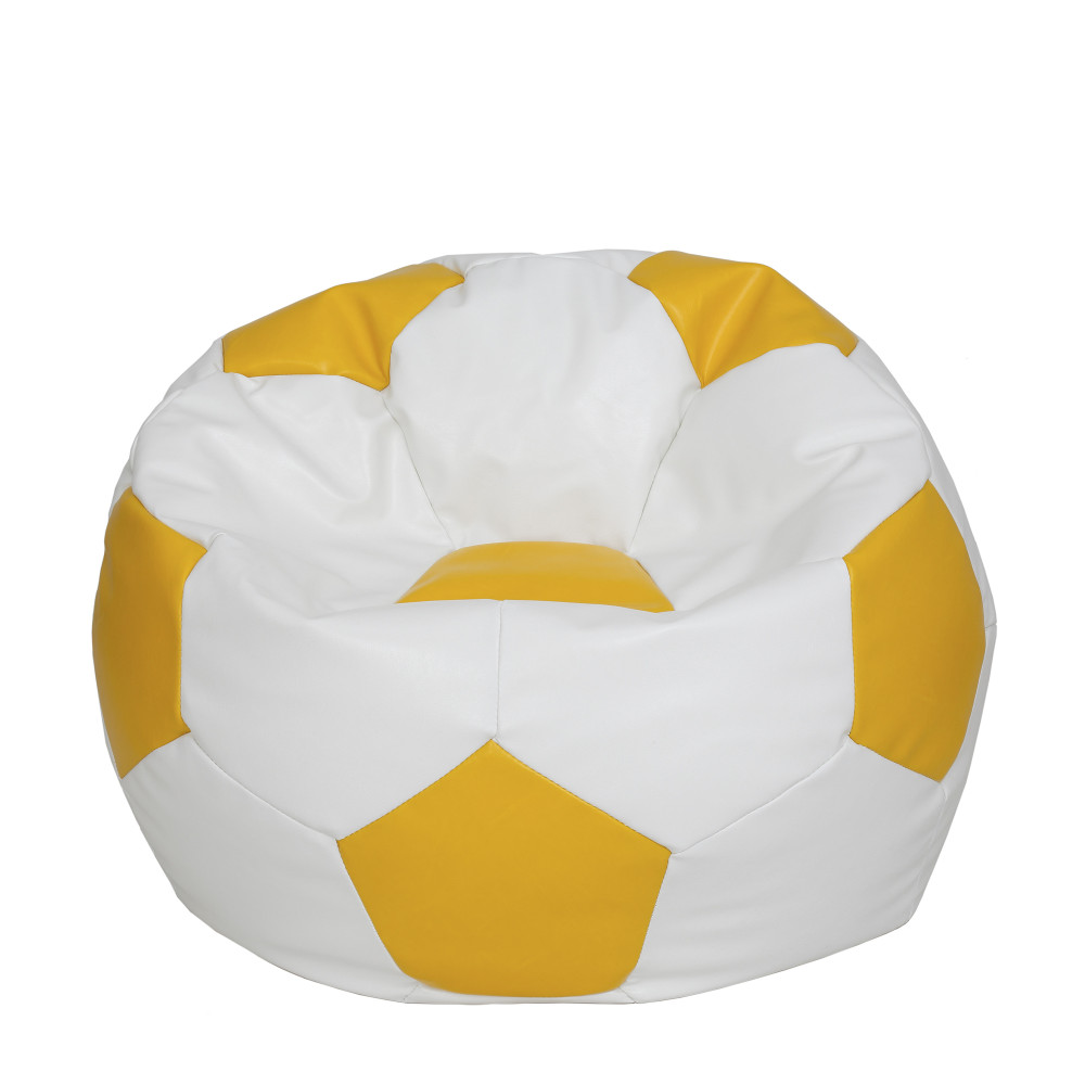 Fotoliu puf Extra Ball - imitatie piele - alb/galben Fotoliu puf Extra Ball - imitatie piele - alb/galben