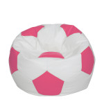 Fotoliu puf Extra Ball - imitatie piele - alb/roz