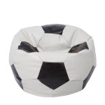 Fotoliu puf Extra Ball - imitatie piele - alb/wenge