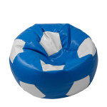 Fotoliu puf Extra Ball - imitatie piele - albastru/alb