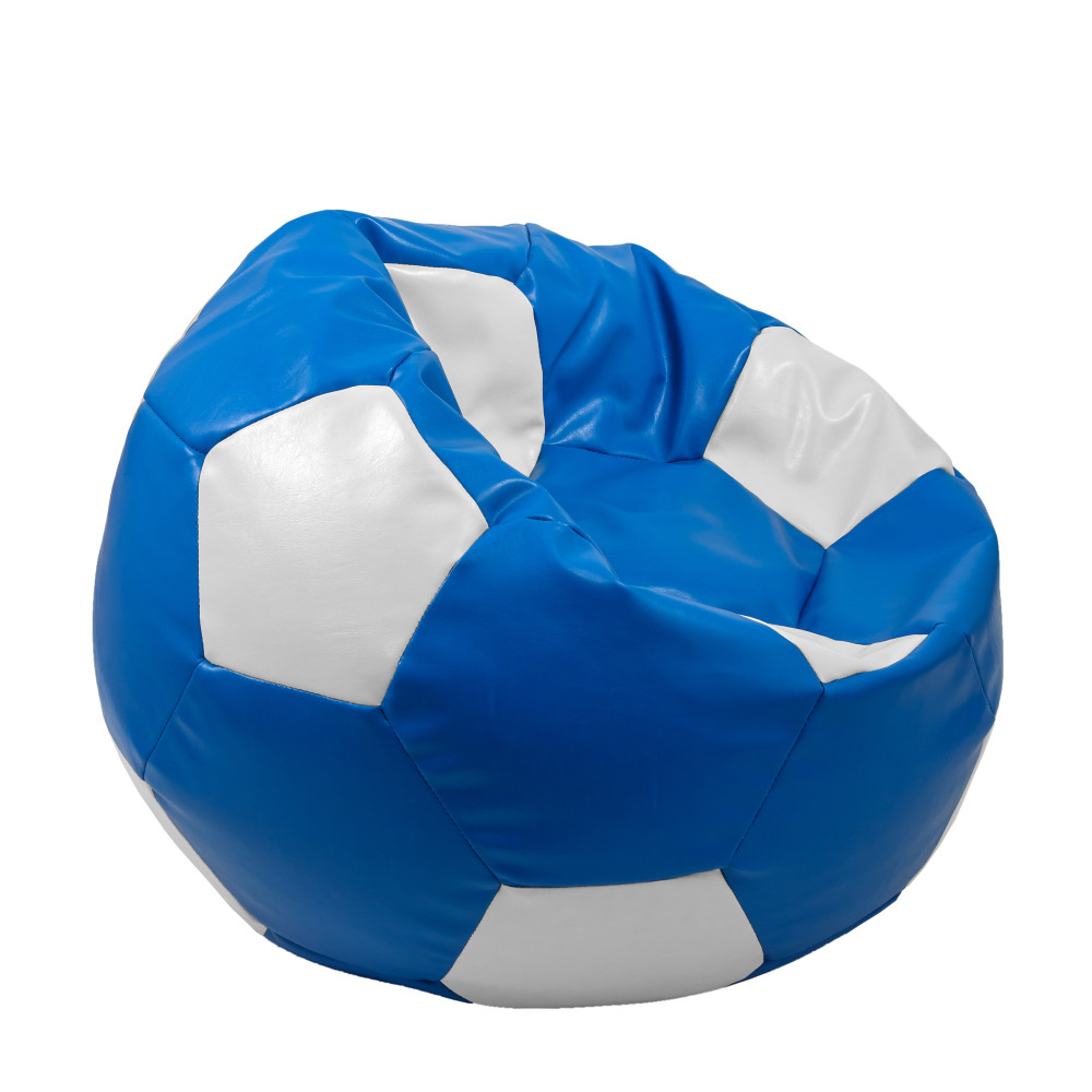 Fotoliu puf Extra Ball - imitatie piele - albastru/alb Fotoliu puf Extra Ball - imitatie piele - albastru/alb