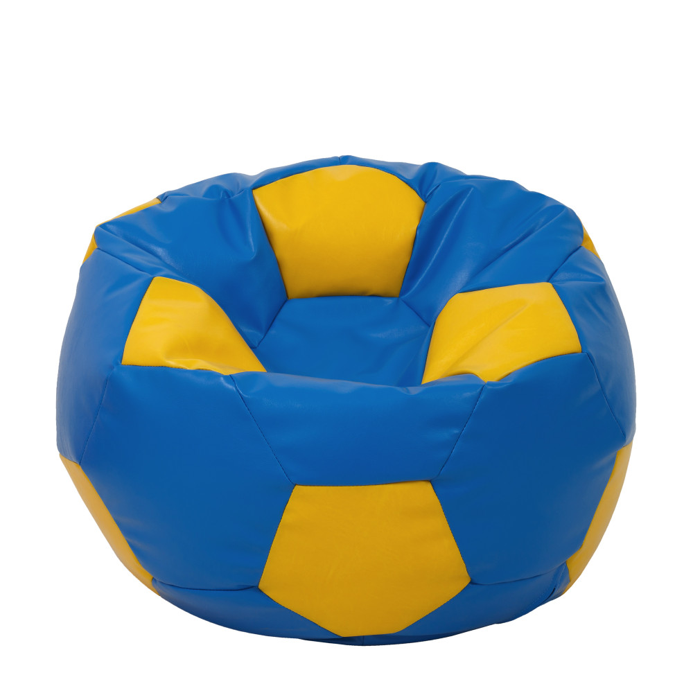 Fotoliu puf Extra Ball - imitatie piele - albastru/galben Fotoliu puf Extra Ball - imitatie piele - albastru/galben