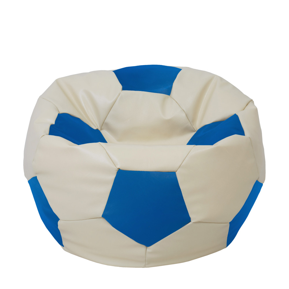 Fotoliu puf Extra Ball - imitatie piele - crem/albastru Fotoliu puf Extra Ball - imitatie piele - crem/albastru