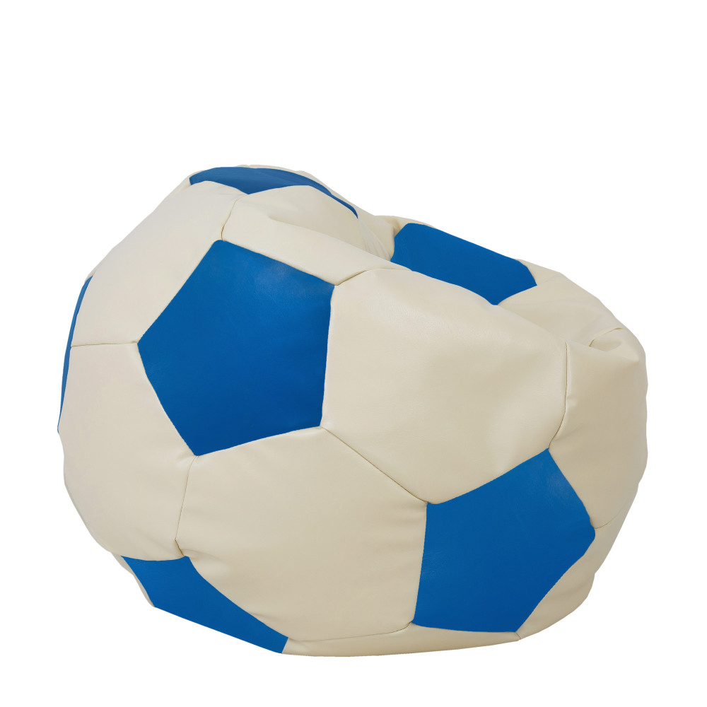 Fotoliu puf Extra Ball - imitatie piele - crem/albastru Fotoliu puf Extra Ball - imitatie piele - crem/albastru