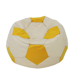 Fotoliu puf Extra Ball - imitatie piele - crem/galben Fotoliu puf Extra Ball - imitatie piele - crem/galben