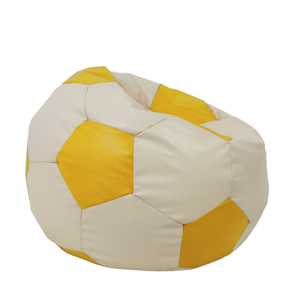 Fotoliu puf Extra Ball - imitatie piele - crem/galben Fotoliu puf Extra Ball - imitatie piele - crem/galben