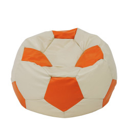 Fotoliu puf Extra Ball - imitatie piele - crem/portocaliu Fotoliu puf Extra Ball - imitatie piele - crem/portocaliu