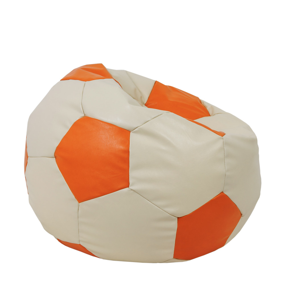 Fotoliu puf Extra Ball - imitatie piele - crem/portocaliu Fotoliu puf Extra Ball - imitatie piele - crem/portocaliu
