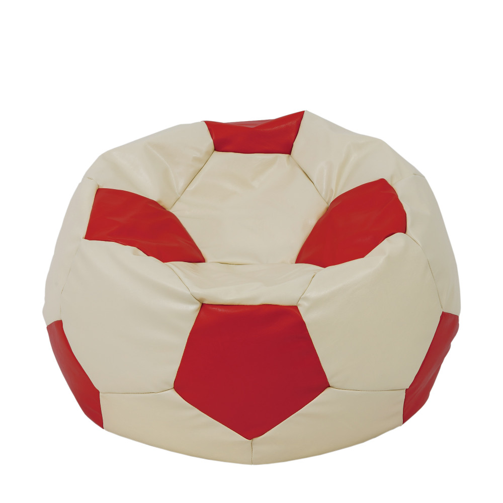 Fotoliu puf Extra Ball - imitatie piele - crem/rosu Fotoliu puf Extra Ball - imitatie piele - crem/rosu