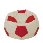 Fotoliu puf Extra Ball - imitatie piele - crem/rosu