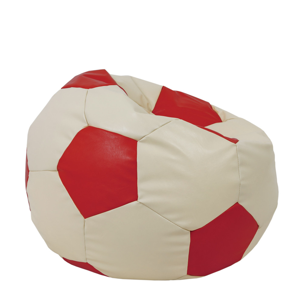 Fotoliu puf Extra Ball - imitatie piele - crem/rosu Fotoliu puf Extra Ball - imitatie piele - crem/rosu