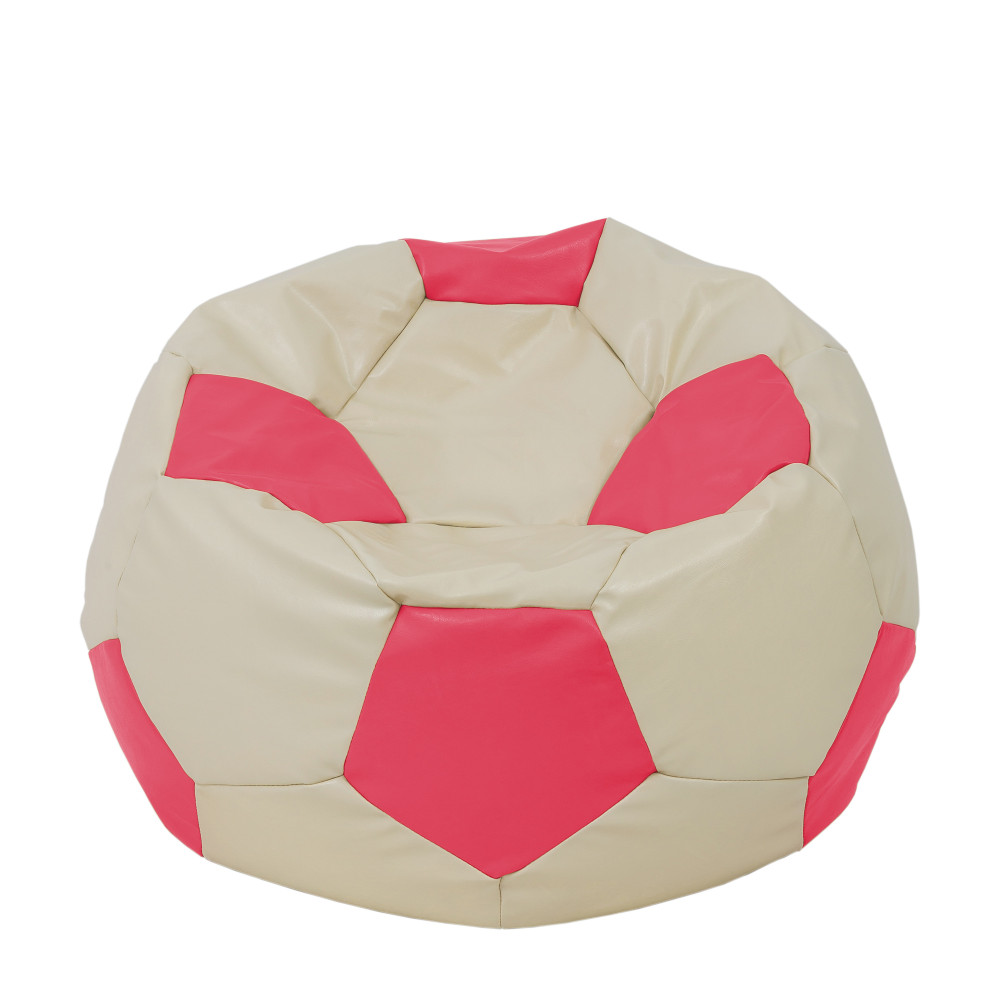 Fotoliu puf Extra Ball - imitatie piele - crem/roz Fotoliu puf Extra Ball - imitatie piele - crem/roz