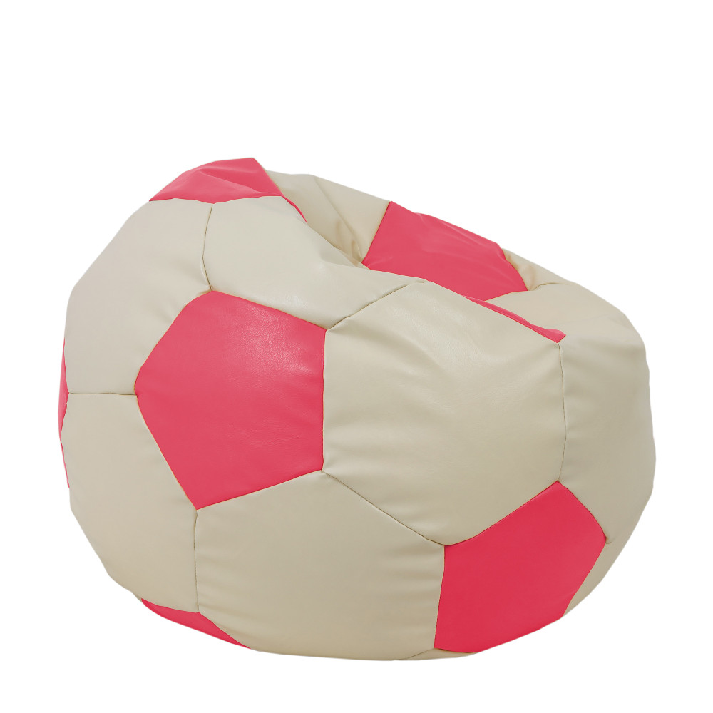 Fotoliu puf Extra Ball - imitatie piele - crem/roz Fotoliu puf Extra Ball - imitatie piele - crem/roz