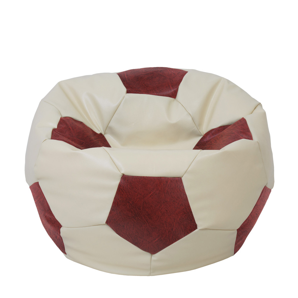 Fotoliu puf Extra Ball - imitatie piele - crem/bordo Fotoliu puf Extra Ball - imitatie piele - crem/bordo