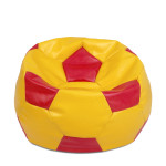 Fotoliu puf Extra Ball - imitatie piele - galben/rosu