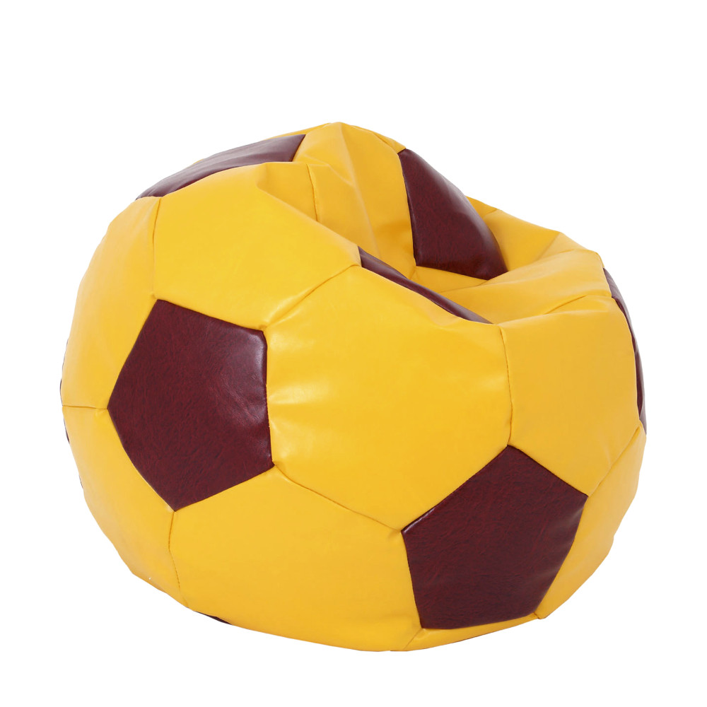 Fotoliu puf Extra Ball - imitatie piele - galben/bordo Fotoliu puf Extra Ball - imitatie piele - galben/bordo