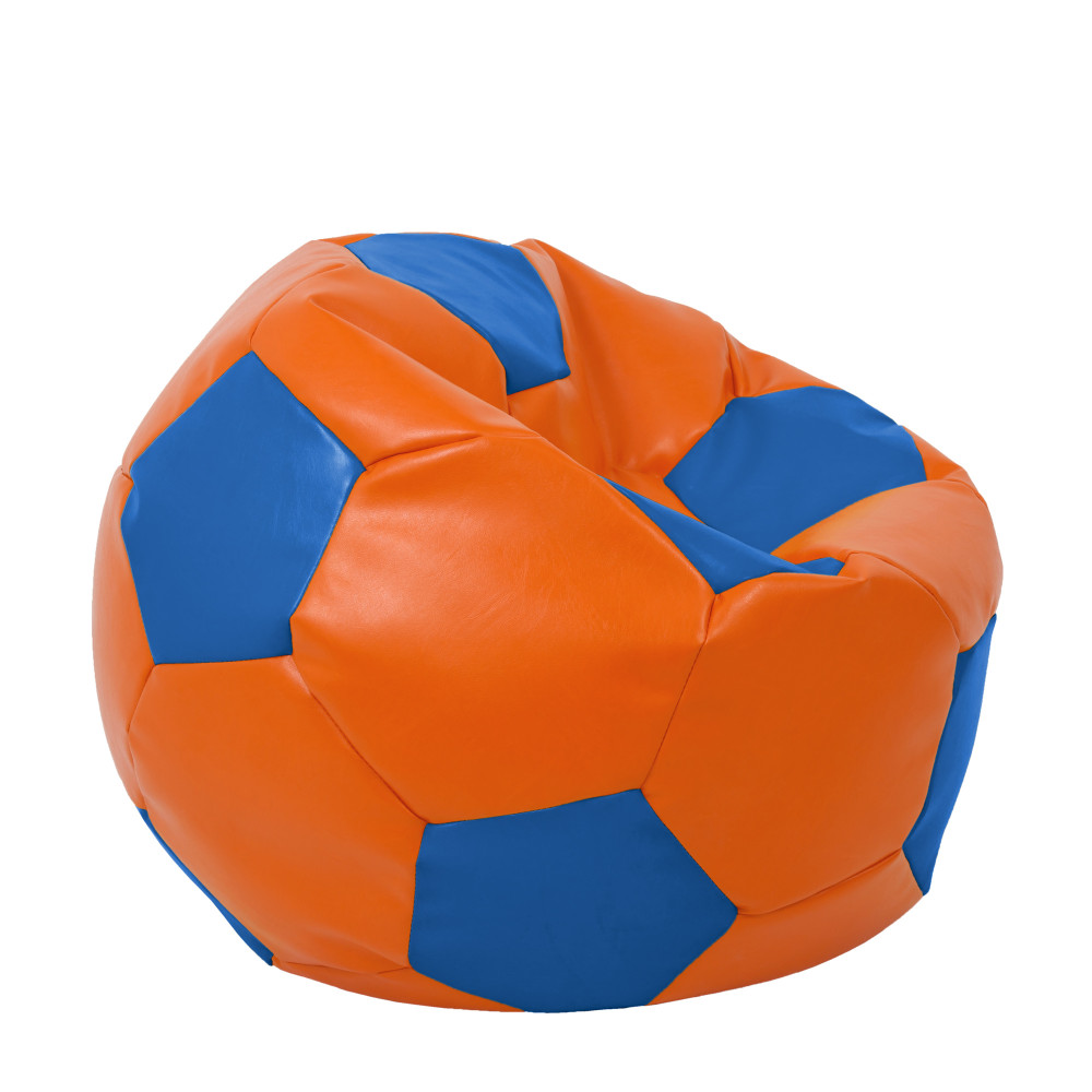 Fotoliu puf Extra Ball - imitatie piele - portocaliu/albastru Fotoliu puf Extra Ball - imitatie piele - portocaliu/albastru