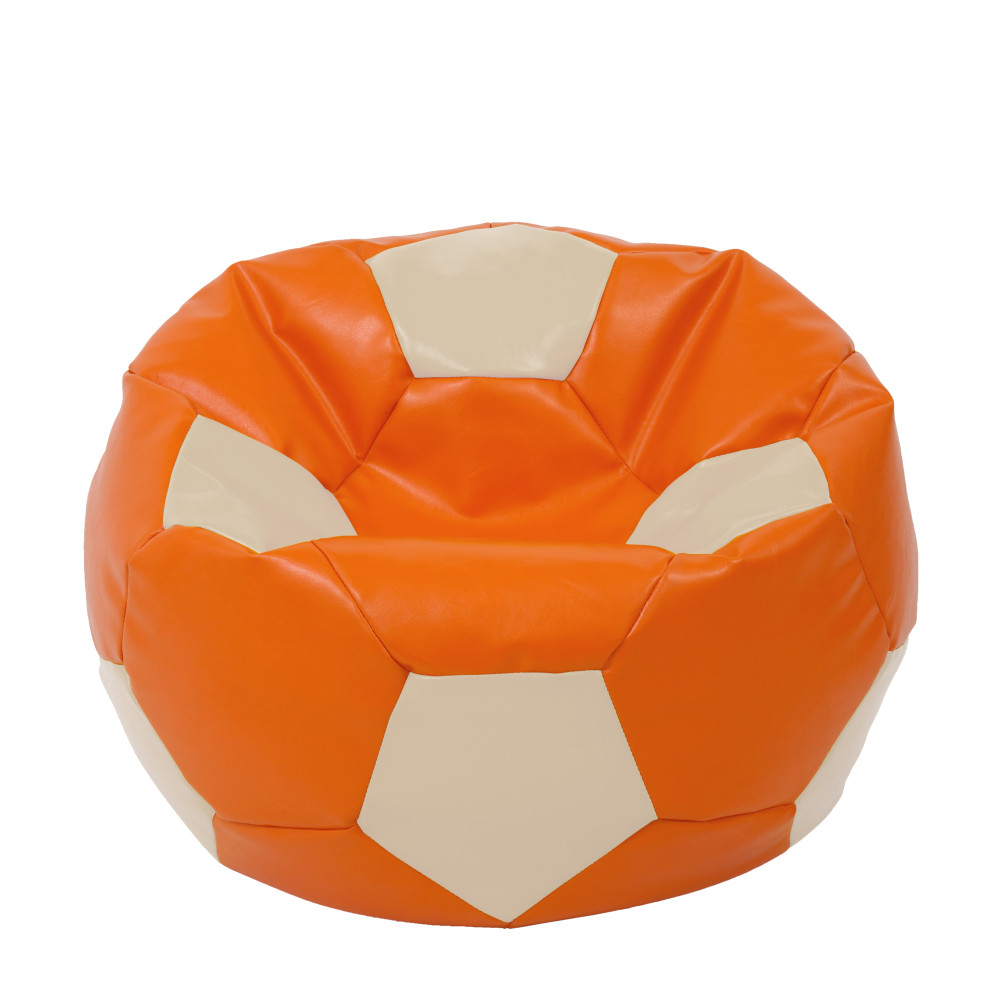 Fotoliu puf Extra Ball - imitatie piele - portocaliu/crem Fotoliu puf Extra Ball - imitatie piele - portocaliu/crem
