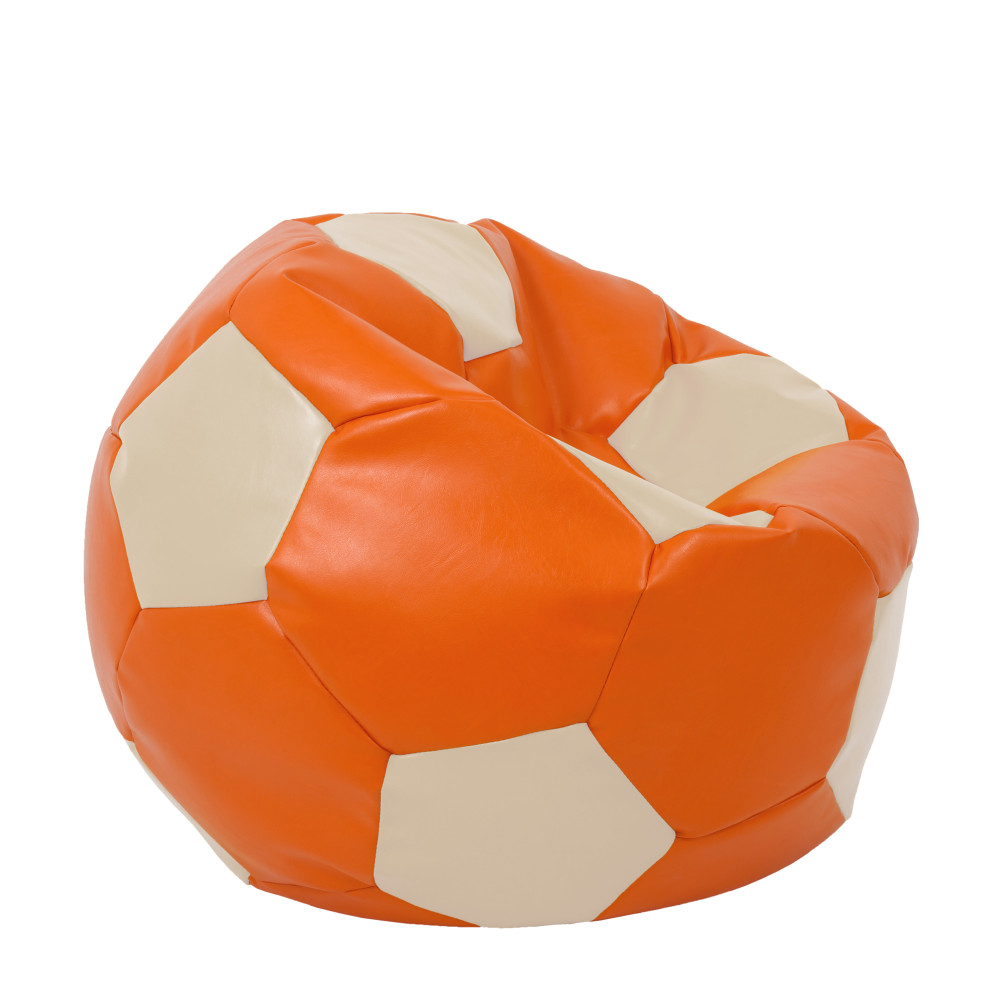 Fotoliu puf Extra Ball - imitatie piele - portocaliu/crem Fotoliu puf Extra Ball - imitatie piele - portocaliu/crem