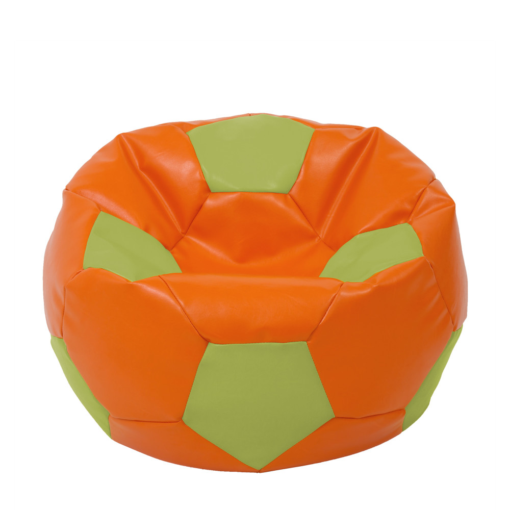 Fotoliu puf Extra Ball - imitatie piele - portocaliu/verde Fotoliu puf Extra Ball - imitatie piele - portocaliu/verde