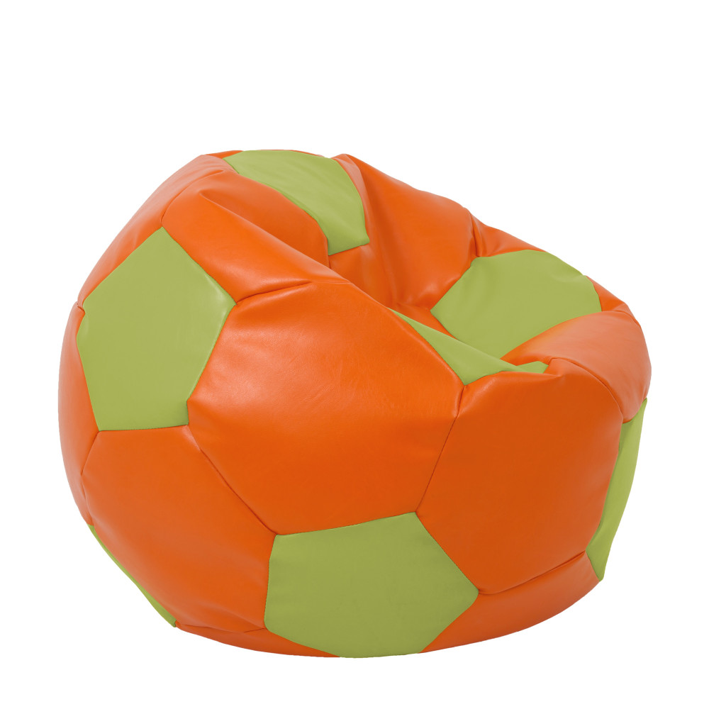 Fotoliu puf Extra Ball - imitatie piele - portocaliu/verde Fotoliu puf Extra Ball - imitatie piele - portocaliu/verde