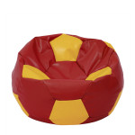 Fotoliu puf Extra Ball - imitatie piele - rosu/galben