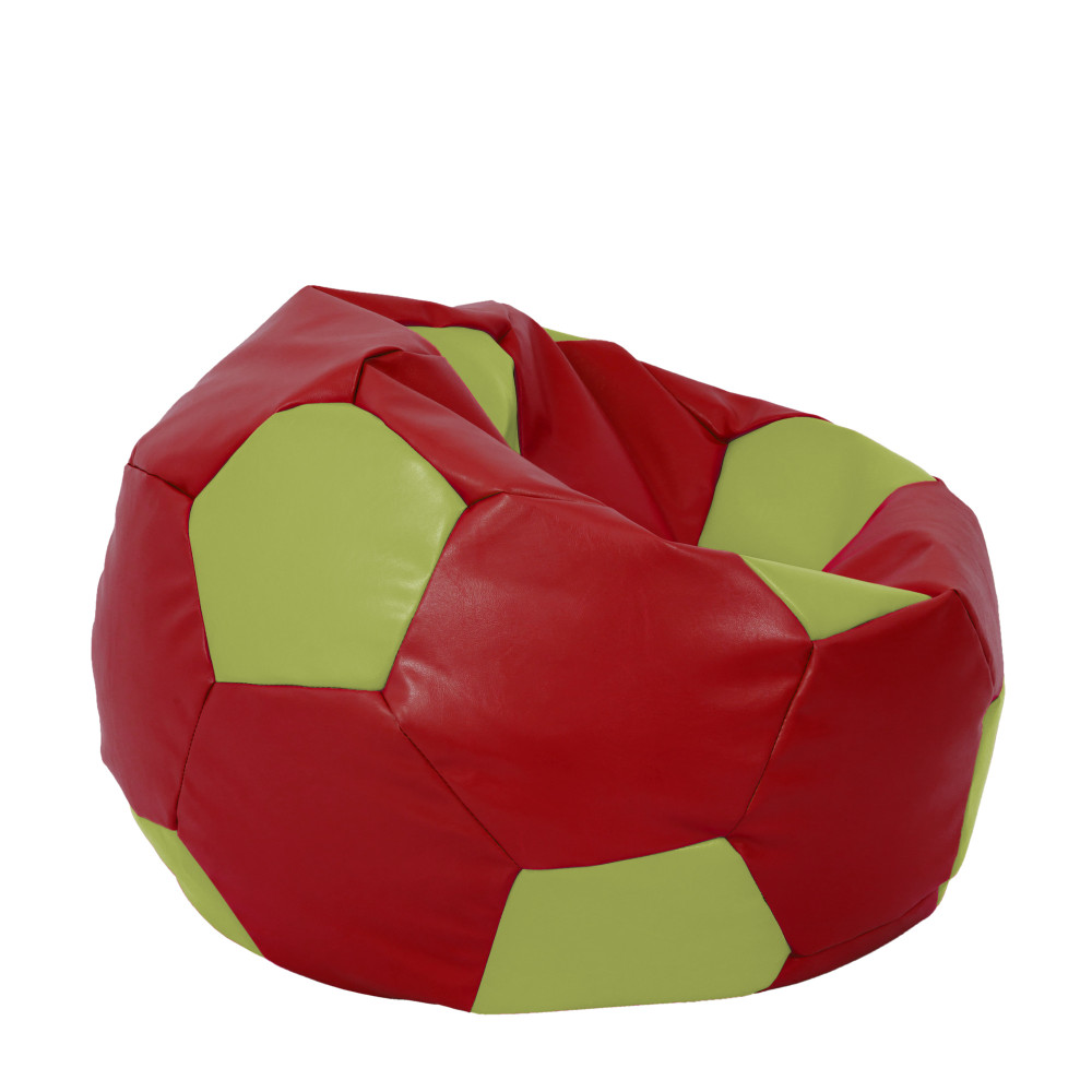 Fotoliu puf Extra Ball - imitatie piele - rosu/verde